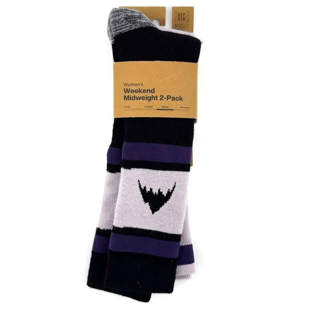 2 pack Burton Womens Weekend Midweight Socks Elderberry Size S/M Ski Hiking Snow